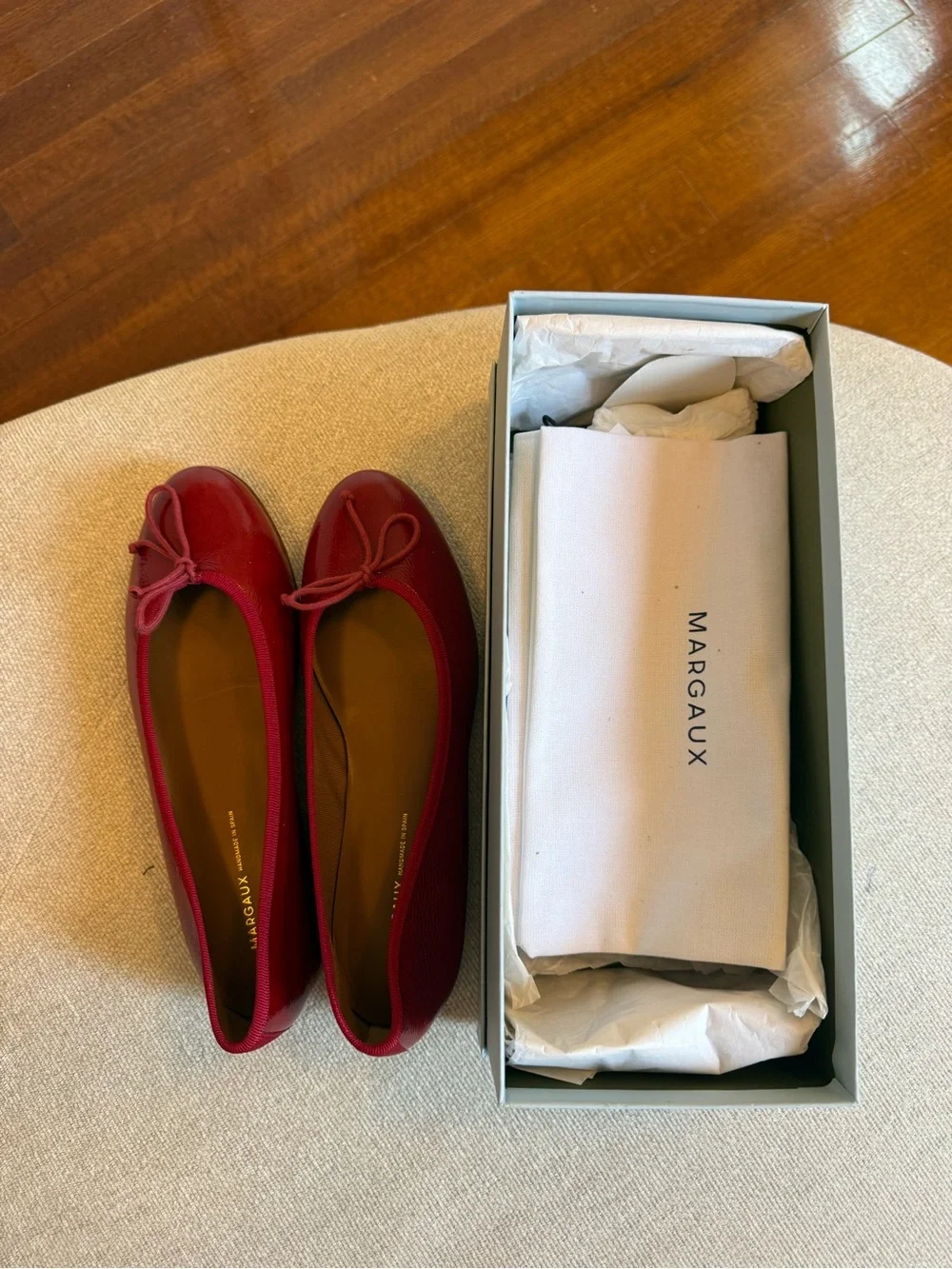 Red Margaux “the Demi” Ballet Flats with Bow - Picture 2 of 4
